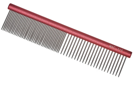 Madan Professional Mini Light Face Comb 11.5cm – Lightweight Aluminum Handle, Mixed Tooth Spacing, Red