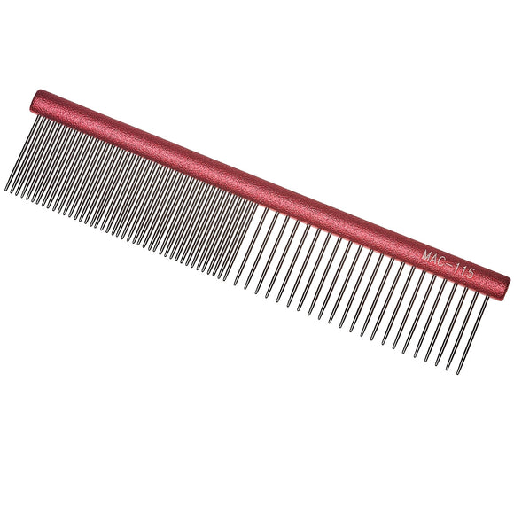 Madan Professional Mini Light Face Comb 11.5cm – Lightweight Aluminum Handle, Mixed Tooth Spacing, Red
