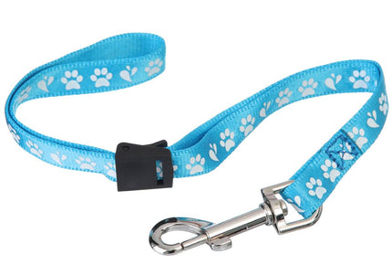 Groom Professional Amoz Pro Nylon Grooming Leash – Blue, 40cm, White Paw Print, 1.5cm Wide