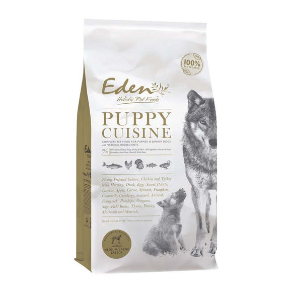 Eden Puppy Cuisine Medium Large – Salmon Poultry Fish Blend, 6kg Nutritious Growth Formula