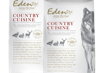 Eden Country Cuisine Dry Dog Food – Duck, Lamb, Rabbit, Venison, Medium/Large Breed, 2x12kg