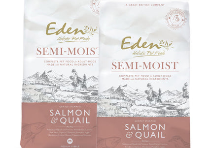 Eden Salmon & Quail Semi-Moist Dog Food – Dual Protein, 2 x 10kg Resealable Packs