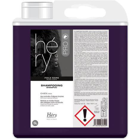 Hery Shampooing Poils Noirs – Color-Enhancing Black Coat Shampoo, 5L, Intensifies Dark Fur