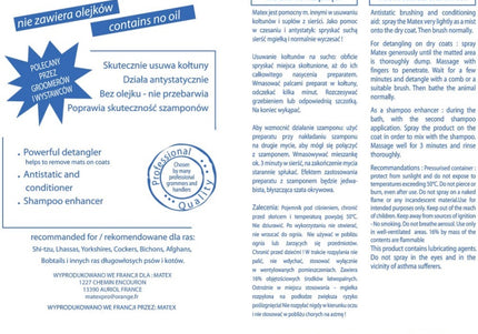 Matex Antistatic Conditioner 400ml – Volumizing Formula for Matted and Tangled Hair