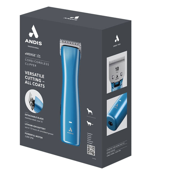 Andis eMERGE Lite Cordless Clipper – Powerful Single-Speed, Snap-On Blade 1.5mm, Corded Option