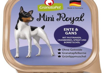 GranataPet Mini Royal Duck & Goose Wet Food – Grain-Free Recipe, Small Breed Portions, 11x150g