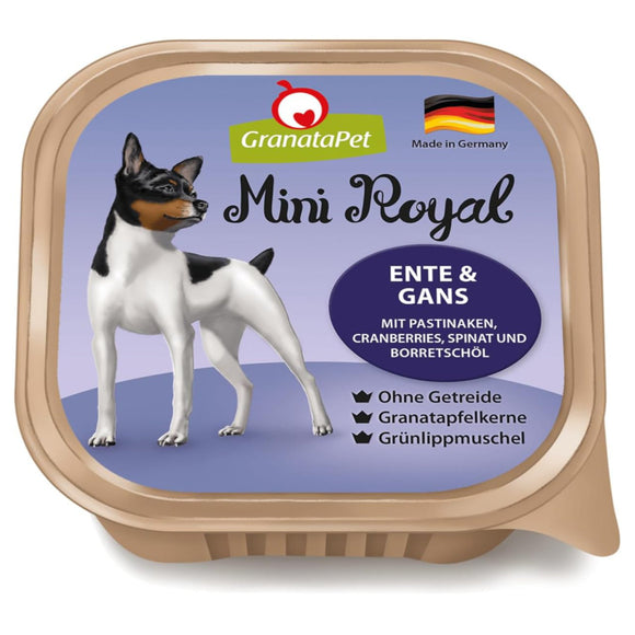 GranataPet Mini Royal Duck & Goose Wet Food – Grain-Free Recipe, Small Breed Portions, 11x150g