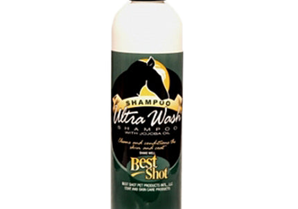 Best Shot Equine Ultra Wash Shampoo – Conditioning Low-Foam Formula with Oats, Wheat Proteins, Jojoba Oil, 1:7 Concentrate, 4L