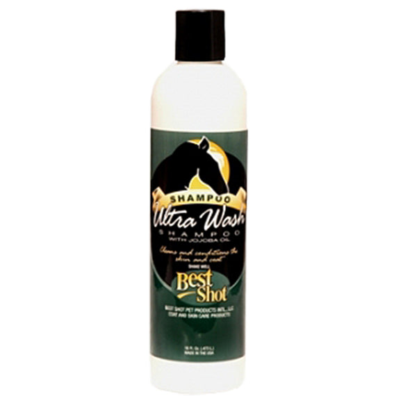 Best Shot Equine Ultra Wash Shampoo – Conditioning Low-Foam Formula with Oats, Wheat Proteins, Jojoba Oil, 1:7 Concentrate, 4L