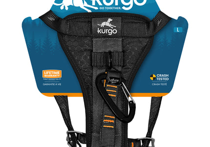 Kurgo Tru-Fit Smart Harness Black – Enhanced Strength, Secure Car Safety Design, XS Size