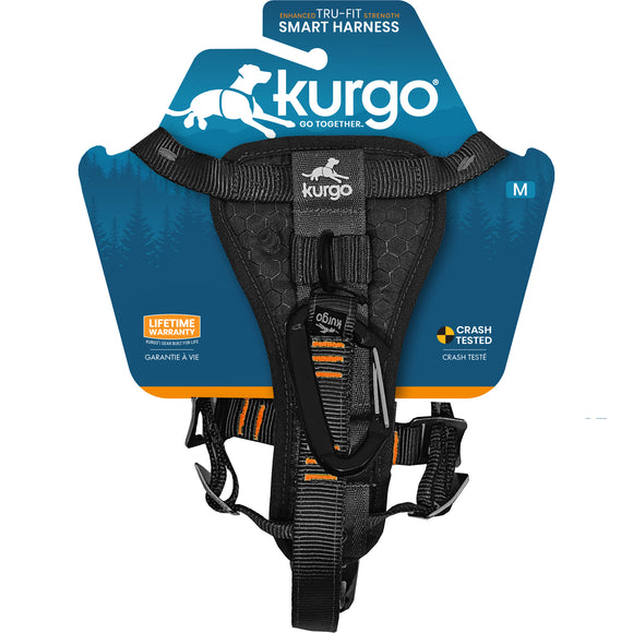 Kurgo Tru-Fit Smart Harness Black – Enhanced Strength, Secure Car Safety Design, XS Size