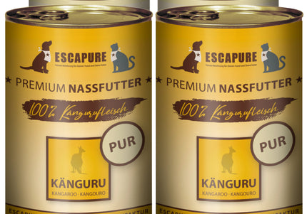 Escapure Kanguru Pur Wet Food – 100% Kangaroo Meat, Grain-Free, 6 x 400g Cans