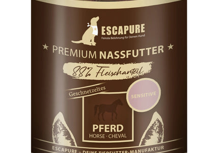 Escapure Geschnetzeltes Pferd Wet Dog Food – 88% Horse Meat with Vegetables, Hypoallergenic, 800g