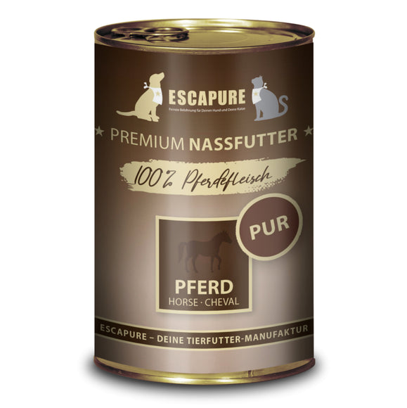 Escapure Pferd Pur Wet Food – 100% Horse Meat, Single Protein, 400g Can
