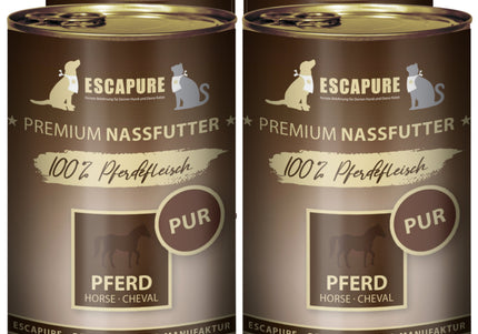Escapure Pferd Pur Wet Food – 100% Horse Meat, Grain-Free, 6 x 400g Cans