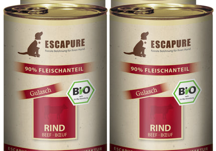 Escapure Rind Bio Organic Wet Dog Food – Beef with Vegetables and Herbs, 6x400g