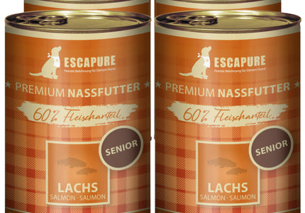 Escapure Senior Lachs Wet Food – Salmon and Herring with Vegetables, 6 x 400g Cans