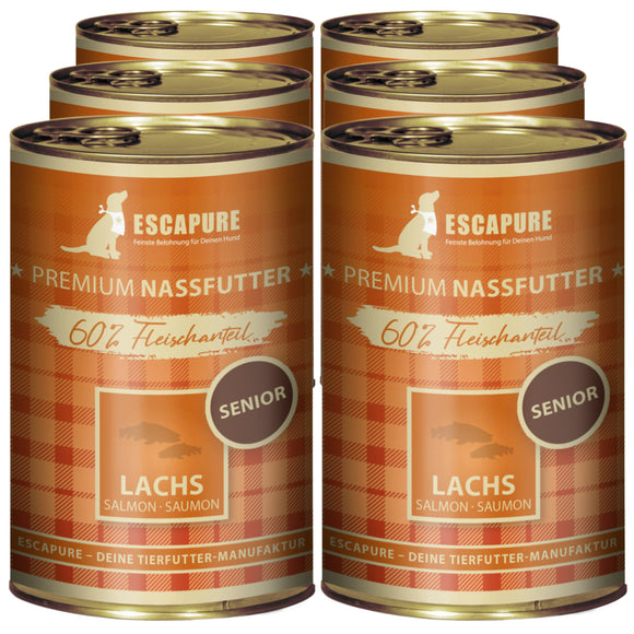 Escapure Senior Lachs Wet Food – Salmon and Herring with Vegetables, 6 x 400g Cans