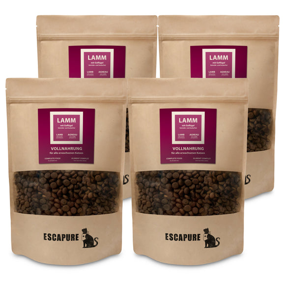 Escapure Trockenfutter Lamb and Poultry – Complete Dry Cat Food, 4 x 600g, Premium Protein Blend