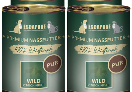 Escapure Wild Pur Wet Food – 100% Game Meat, Grain-Free, 6 x 400g Cans