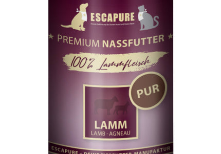 Escapure Lamm Pur Wet Food – 100% Lamb, Grain-Free, Natural Recipe, 400g Can