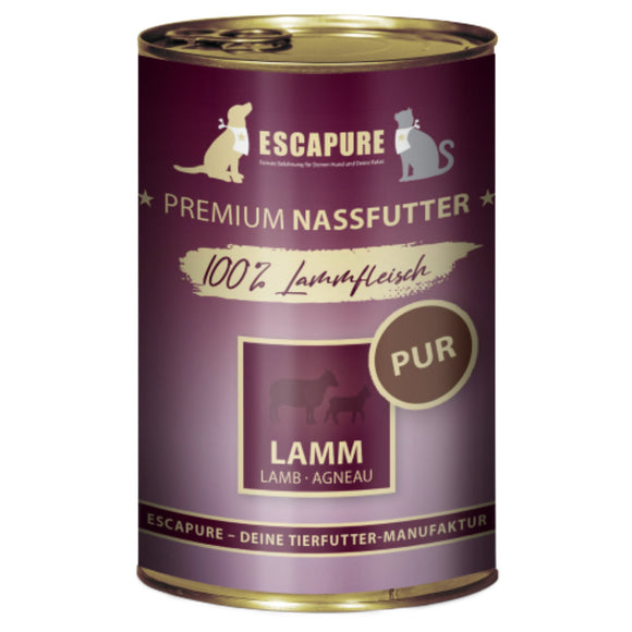 Escapure Lamm Pur Wet Food – 100% Lamb, Grain-Free, Natural Recipe, 400g Can