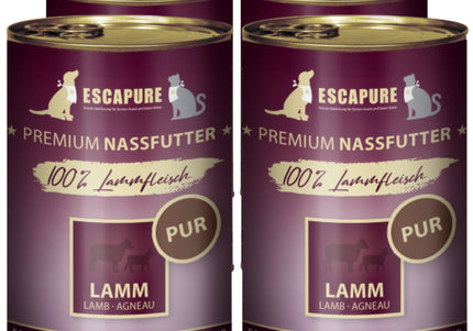 Escapure Lamm Pur Wet Food – 100% Lamb, Grain-Free, 6 x 400g Cans