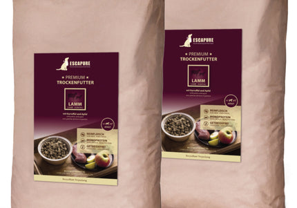 Escapure Premium Lamm Oven-Baked Dog Food – High-Quality Lamb Recipe, 2x12kg Bags