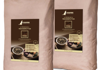 Escapure Premium Pferd Oven-Baked Dog Food – High-Quality Horse Meat, 2 x 12kg Bags