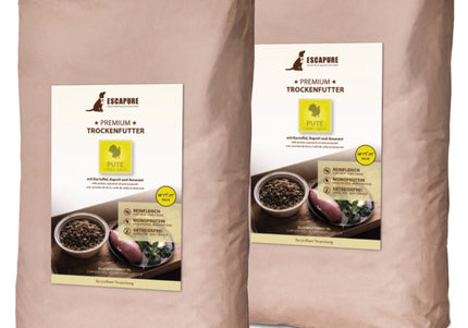 Escapure Premium Puppy Pute – Oven-Baked Turkey Puppy Food, High Quality, 2 x 12kg Bags