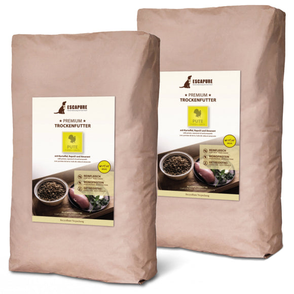 Escapure Premium Puppy Pute – Oven-Baked Turkey Puppy Food, High Quality, 2 x 12kg Bags