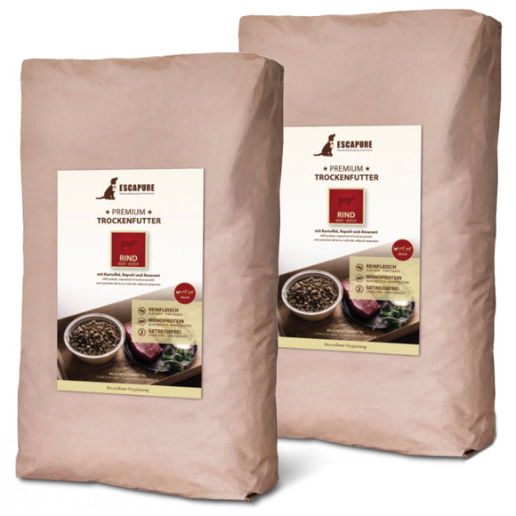 Escapure Premium Puppy Rind – Oven-Baked Beef Puppy Food, High Quality, 2 x 12kg