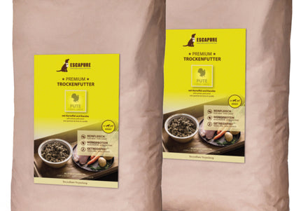 Escapure Premium Pute Oven-Baked Dog Food – High-Quality Turkey Recipe, 2 x 12kg Bags