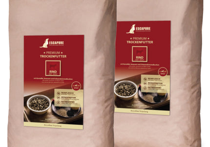 Escapure Premium Rind Oven-Baked Dog Food – High-Quality Beef Recipe, 2 x 12kg Bags