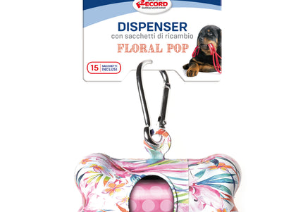 Record Floral Poop Bag Dispenser – Plastic Container with Bags, Stylish Design
