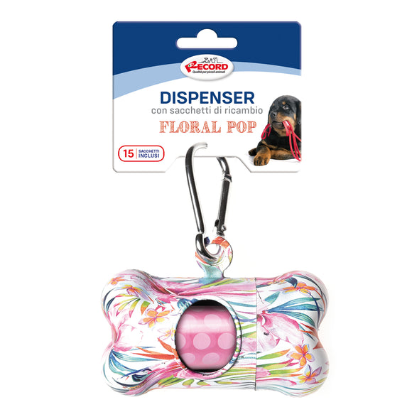 Record Floral Poop Bag Dispenser – Plastic Container with Bags, Stylish Design