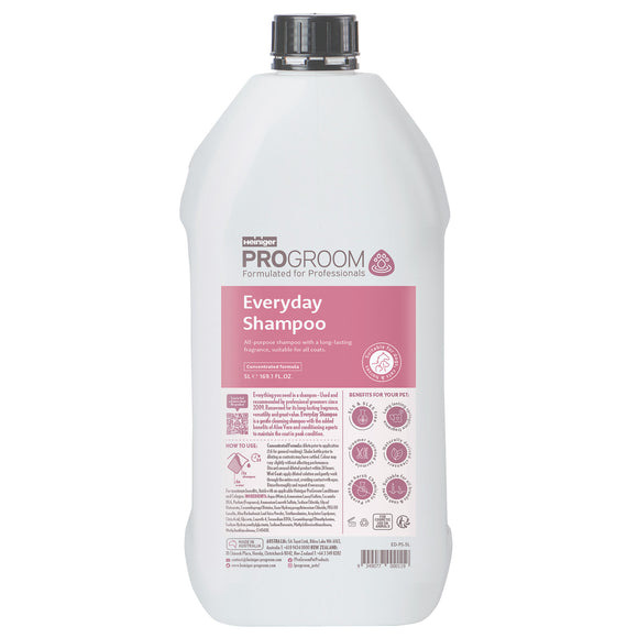 ProGroom Everyday Shampoo – Concentrated 1:6 Formula, 5L, Gentle Cleansing for Frequent Use