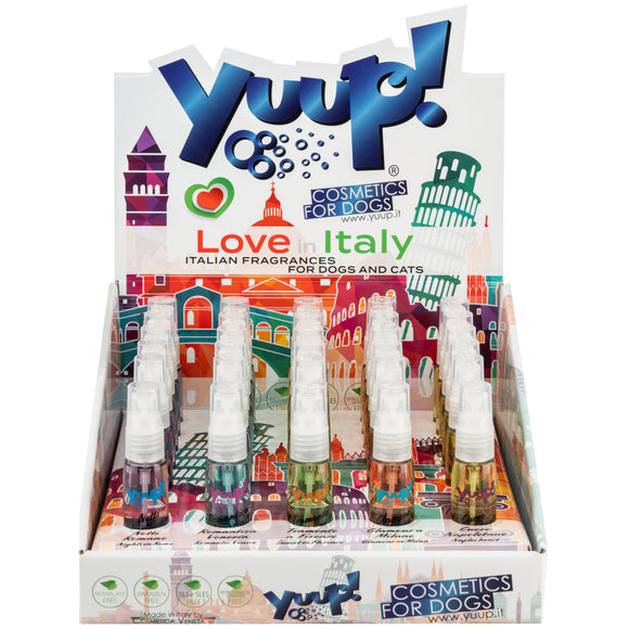 Yuup! Love In Italy Perfume Set – 30 Alcohol-Free Mini Bottles, 5 Italian Scents with Display