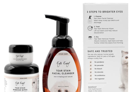 Eye Envy 3-Step Tear Stain Remover Kit – Complete Cosmetic Solution, Gentle Formula for Stain Removal