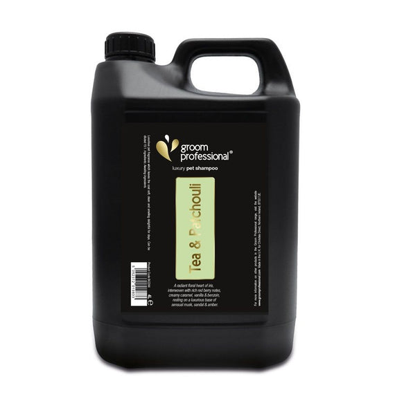 Groom Professional Tea & Patchouli Luxury Shampoo – Moisturizing Concentrate for Dry, Dull Coats, 4L