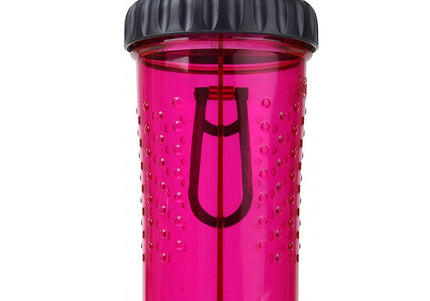 Dexas Snack-Duo Bottle – Dual-Chamber Food and Water Container, Pink, Leakproof Design