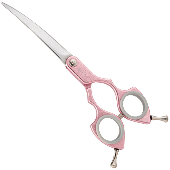 Shernbao Shark Curved Scissors 6.5" – Lightweight Korean-Style Haircutting Shears, Black Finish