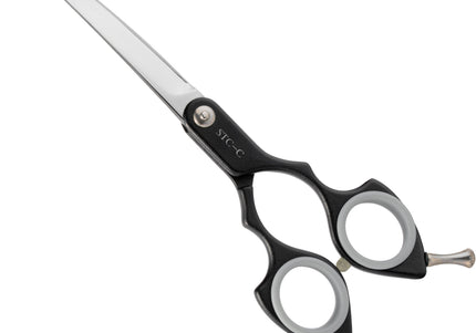 Shernbao Shark Curved Scissors 6.5" – Lightweight Korean-Style Haircutting Shears, Black Finish