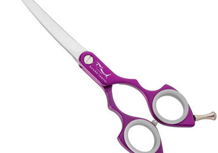 Shernbao Shark Curved Scissors 6.5" – Lightweight Korean-Style Haircutting Shears, Black Finish