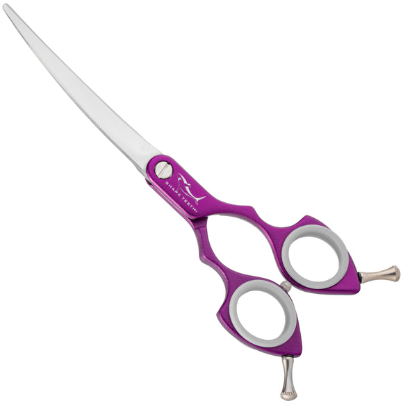 Shernbao Shark Curved Scissors 6.5" – Lightweight Korean-Style Haircutting Shears, Black Finish