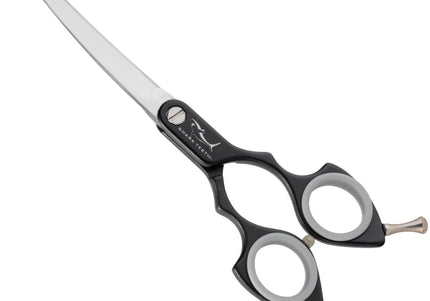 Shernbao Shark Curved Scissors 6.5" – Lightweight Korean-Style Haircutting Shears, Black Finish