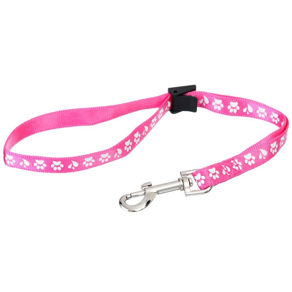 Groom Professional Amoz Pro Nylon Grooming Leash – Pink, 40cm, White Paw Print, 1.5cm Wide