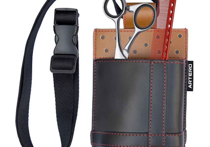Artero Black Tool Case – Elegant Leather Holster with Secure Scissor Compartments