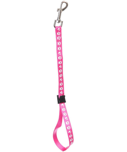 Groom Professional Amoz Pro Nylon Grooming Leash – Pink, 40cm, White Paw Print, 1.5cm Wide