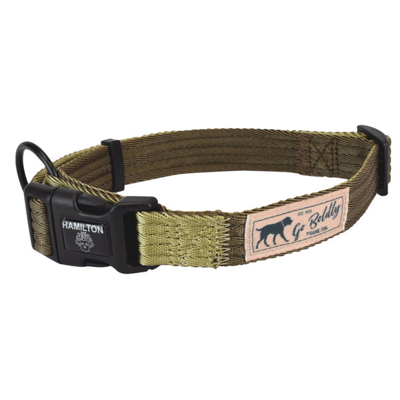 Hamilton Go Boldly Adjustable Collar Size L – Durable Nylon, Brown, Secure Fit for Medium and Large Dogs